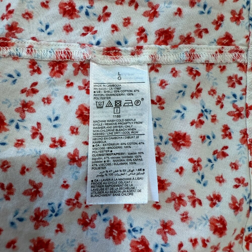 Old Navy Floral Waist Defined Flutter Sleeve Tie Back Mini Dress L Large - Picture 6 of 7